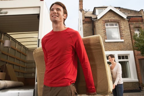 Organised packing setup for an office or small business relocation in Bow